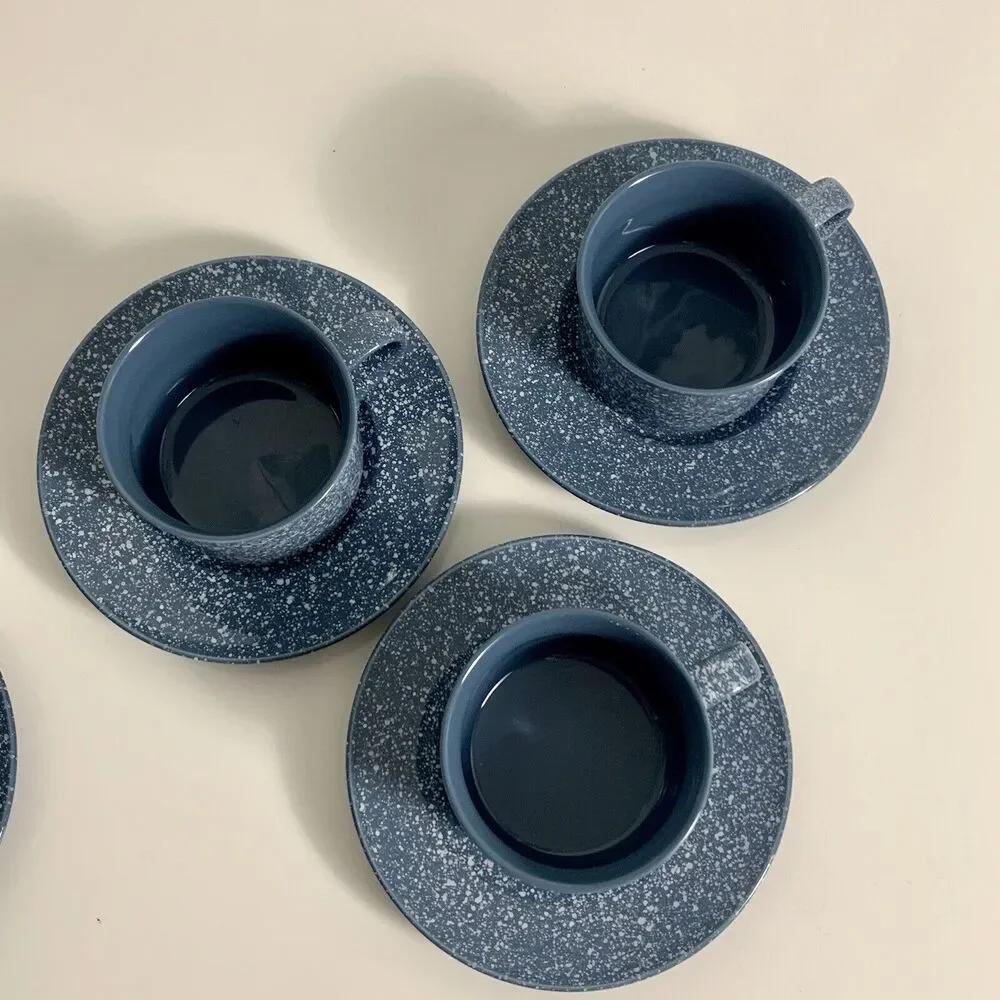 Mikasa Ultrastone Country Blue Cup & Saucer Set of 4
